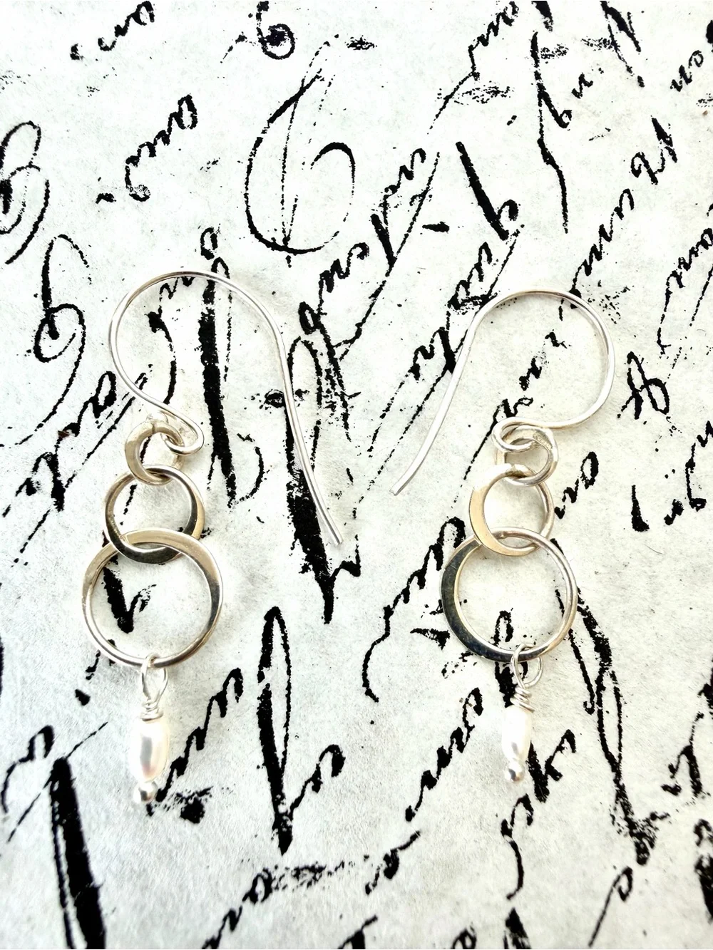 Silver Rings Pearl Drop Earrings - Women Jewelry